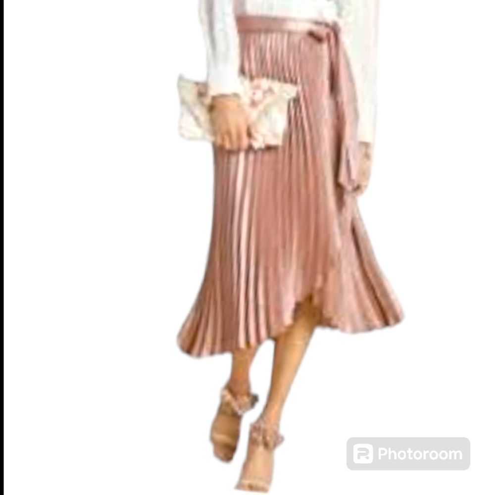 Anthropolgie pleated mid length faux wrap skirt